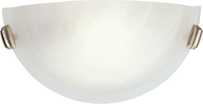 Livex Lighting 4271-91 Home Basics 1 Light Brushed Nickel Wall Sconce with White Alabaster Glass