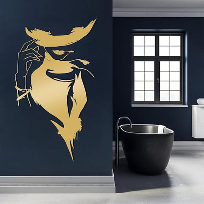 YDONVTI Elegant Lady Metal Wall Decor, Modern Woman Face Metal Wall Decor, Minimalist Female Line Wall Art, Modern Line Art for Bathroom Living Room Bathroom Office (Silver, 48"x27"/121x69cm)