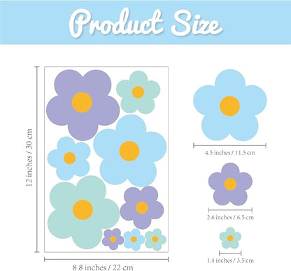 81 Pieces Wall Decal Flower Stickers - Removable Peel & Stick Wall Decals for Kids' Girls Room Decor(Purple, Blue, Green)