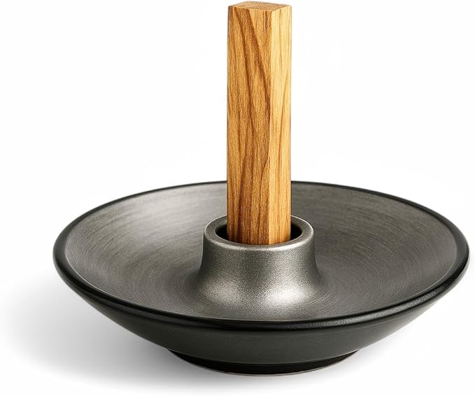 Authentic Peruvian Pottery Palo Santo Stick Holder | Handmade Ceramic Smudge Bowl | Incense and Sage Holder | Unique Decor for Spiritual and Aromatherapy Practices (Silver Serenity)