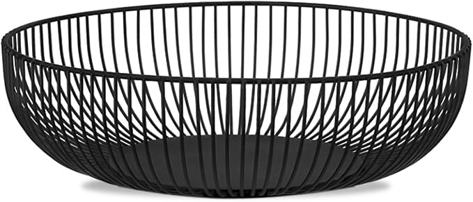IBWell Black Wire Fruit Basket Fruit Bowl Kitchen Fruit Basket Stand Fruit Bowls for the Counters Metal Fruit Bowl (Exposure)