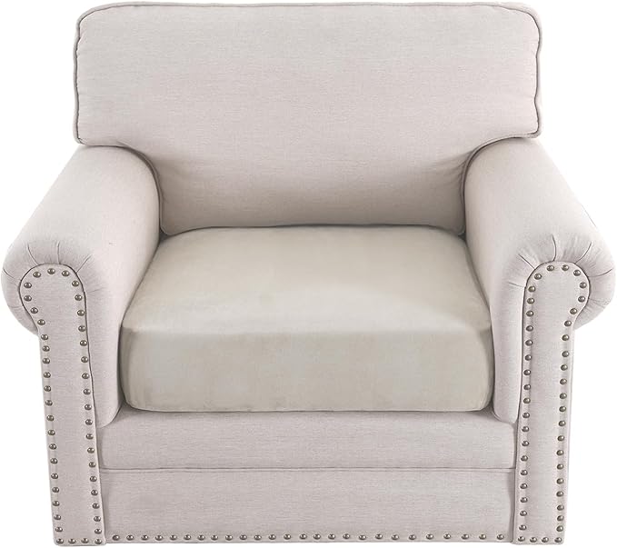 H.VERSAILTEX Suede Armchair Cover Stretch Couch Cushion Covers Sectional Sofa Cover Pet Couch Covers for Sofa Washable(1 Piece Chair Cover, Natural)