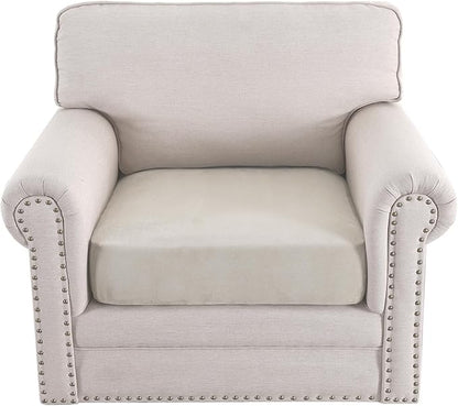 H.VERSAILTEX Suede Armchair Cover Stretch Couch Cushion Covers Sectional Sofa Cover Pet Couch Covers for Sofa Washable(1 Piece Chair Cover, Natural)