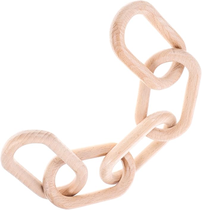 POPETPOP Wood Chain Link Decor Minimalist for Living Office and Shelf Decoration Rustic Wood Home Accent Long Versatile Natural Texture Decor