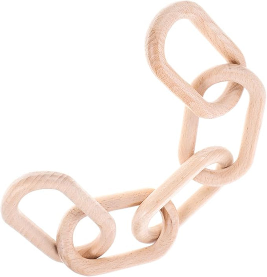 POPETPOP Wood Chain Link Decor Minimalist for Living Office and Shelf Decoration Rustic Wood Home Accent Long Versatile Natural Texture Decor
