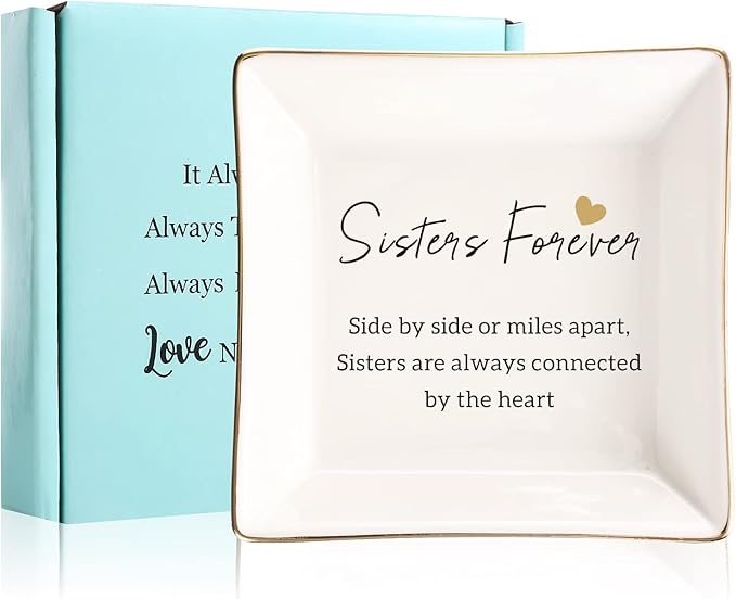 Gifts For Sister - Ring Dish Jewelry Tray, Sister Birthday Gifts - Forever Connected