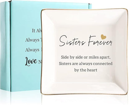 Gifts For Sister - Ring Dish Jewelry Tray, Sister Birthday Gifts - Forever Connected