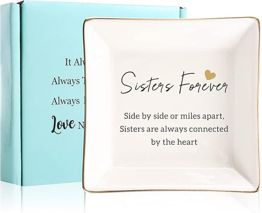 Gifts For Sister - Ring Dish Jewelry Tray, Sister Birthday Gifts - Forever Connected