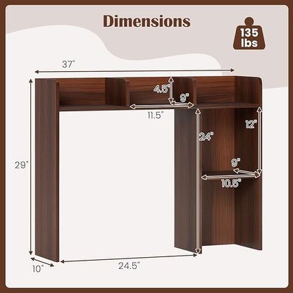 Desktop Bookshelf, 3-Tier Wood Countertop Bookcase with 5 Shelves, Desk Hutch for College Dorm, Multipurpose Desk Organizer Shelf Display Rack for Home Office, Hutch Top Only