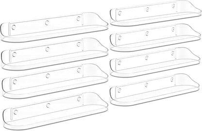SpaceWhisper Floating Shelves for Wall, 8-Pack 15" Wall Shelves for Bathroom, Bedroom, Kitchen, Living Room, Display Hanging Shelf Organizer for Book, Picture Ledge, Figure Storage, Room Decor (Clear)