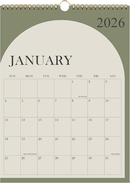 Wall Calendar 2026-18 Months Calendar 2026-2027 from January 2026 - June 2027, 2026 Wall Hanging Calendar Planner with Thick Paper, 12" x 14.5", Cyan