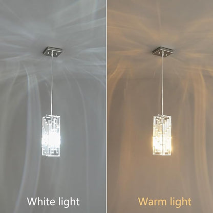 Chrome Pendant Lighting Modern Pendant Light, Mini Crystal Chandeliers,Adjustable Pendant Light Fixture for Kitchen Island Dinning Room Bedroom (1 Pack)