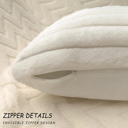 2 Pack 16x16 Pillow Cover Velvet Pillow Covers, Faux Fur Square Throw Pillow Covers for Living Room Decorations Throw Pillow Case, Throw Pillow Cover Cushion Cover for Sofa Bedroom Car, White