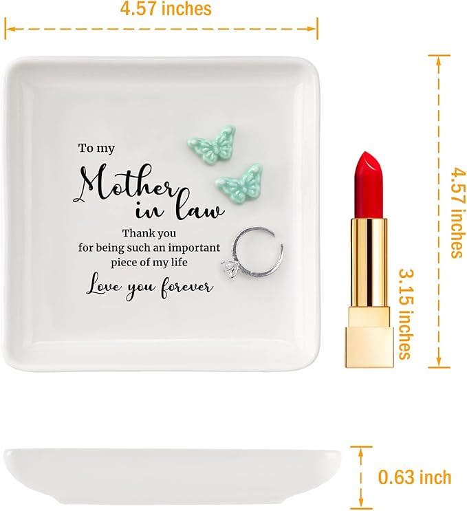HOME SMILE Mother in Law Christmas Gifts-Butterfly Ring Dish Jewelry Tray-Mothers Day Gifts,Mother of the Groom Gift,Wedding Birthday Thanksgiving Present for Futuree Mom
