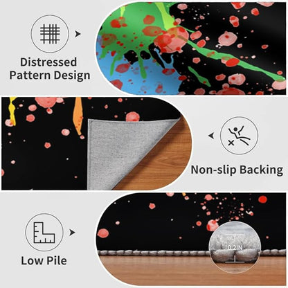 Colorful Paint Splash Rug 2x3 Small Area Rugs Abstract Graffiti Art Rugs Ultra Soft Washable Carpet with Non Slip Backing for Living Room Bedroom Gameroom Study Office Home Decor Mat