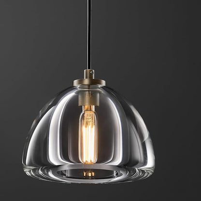 Aged Brass Crystal Pendant Light: 7" Dimmable Antique Copper Hanging Pendant Light Fixtures over Kitchen Island - Modern Luxury Bathroom Dining Room Brushed Pendants Lighting 3000k e12 Bulb Included