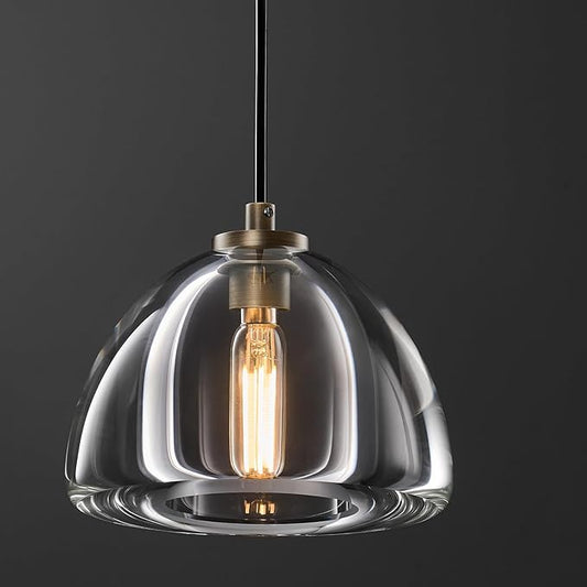 Aged Brass Crystal Pendant Light: 7" Dimmable Antique Copper Hanging Pendant Light Fixtures over Kitchen Island - Modern Luxury Bathroom Dining Room Brushed Pendants Lighting 3000k e12 Bulb Included