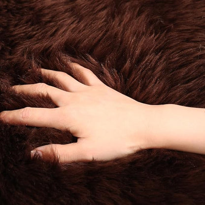 Premium Genuine Fur Sheepskin Rug Real Australia Sheepskin Natural Luxury Fluffy Lambskin Fur Area Rug Seat Covers for Kids Bedroom Sofa Chair Cover (Mocha, 2ft x 3ft)