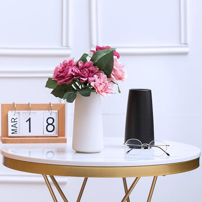 Bright White Vase - 8" Big White Ceramic vase for Flower, Boho Vases for Pampas Grass, Minimalist Modern vases for Home Decor, Table Shelf Living Room Farmhouse Decor