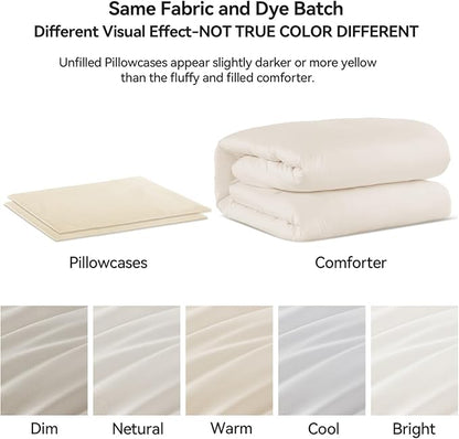 ROSGONIA Oversized King Comforter Ivory, 3pcs(1 Boho Comforter & 2 Pillowcases) Soft Lightweight Oversized King Size Comforter Sets All Season Bedding
