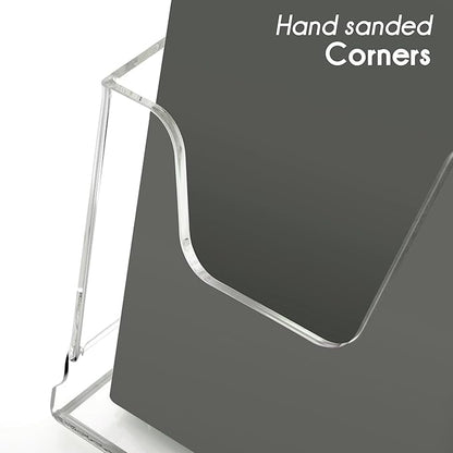 Acrylic Brochure Holder 8.5X11Inch, Clear Flyer Stand Display, Magazine Pamphlet, Booklet Holder for Desk(1 Pack) Used For Office Exhibitions Café Hotel Lobby Library...