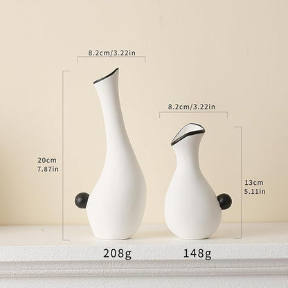 Ceramic Duck Flower Vases Set of 2 - Modern Minimalist Abstract Goose Statues for Home Decor - Cute Small Bud Vase for Centerpieces, Bookshelf, Mantle, Entryway Table(Black)
