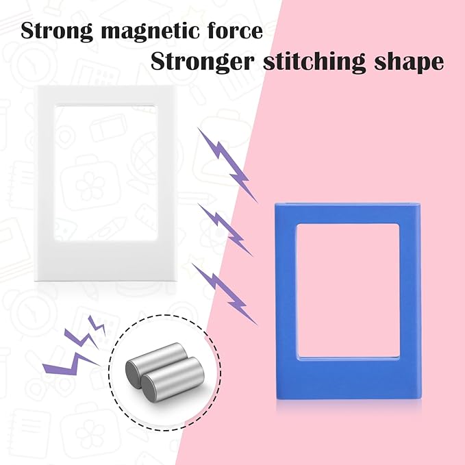 Epakh 14 Packs Magnetic Photo Picture Frame Cute Mini Table Photo Frame Holder 3 Inches Plastic Colorful Picture Display for Fridge Office (Multicolor)
