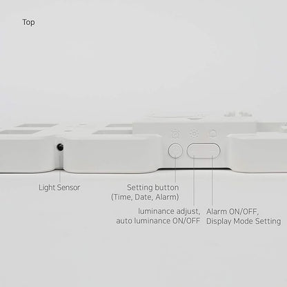 mooas 3D Pure Mini White LED Clock, Multi-Function LED Clock (Calendar, Alarm, Temperature) (8.5" White Table Alarm Clock)