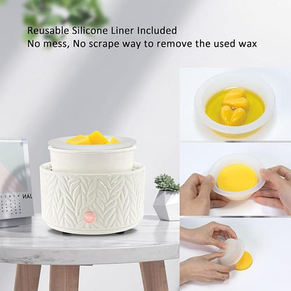 Wax Melt Warmer with Timer-3-in-1 Wax Melter Burner with Silicone Liner, Fragrance Warmer for Scented Candles, Wax Tarts, Essential Oils to Freshen Home Office, Auto Shut Off & Temperature Adjustment