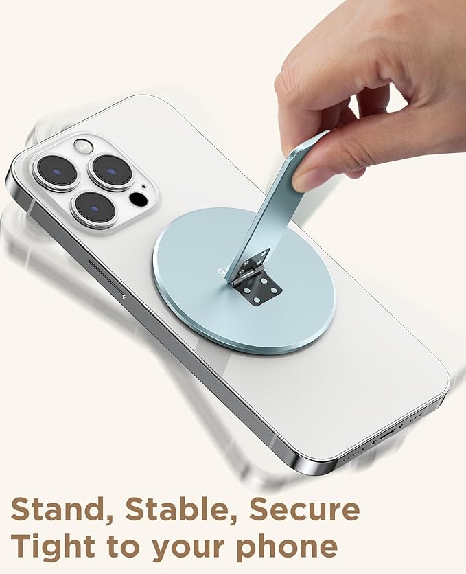 Magtame Magnetic Phone Stand Grip for Magsafe, Utral-Thin Snap-on Phone Holder, Kickstand, & Grip, Foldable & Adjustable for Hands-Free Viewing | Compatible with Phone 16 15 14 13 12 Pro, Blue