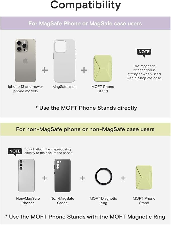 MOFT Magnetic Wallet Stand Compatible with iPhone 17/16/15/14/13/12 Series, Angle Adjustment & Magsafe Compatible MOVAS Phone Stand, Soft Avocado