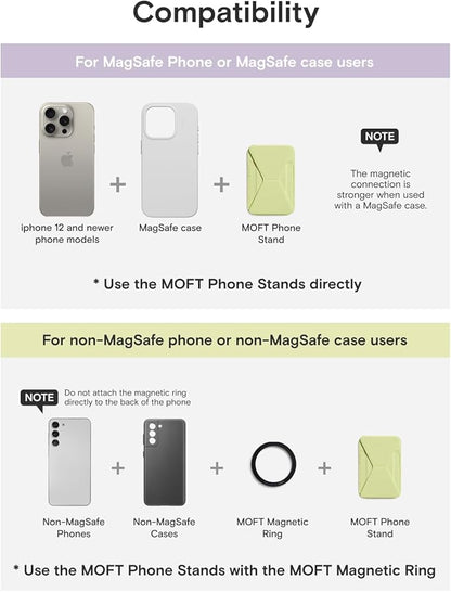MOFT Magnetic Wallet Stand Compatible with iPhone 17/16/15/14/13/12 Series, Angle Adjustment & Magsafe Compatible MOVAS Phone Stand, Soft Avocado