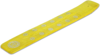Bless-International Traditional-Handmade-Burner Wooden-Incense-Stick-Holder Ash-Catcher-Stand for-Aromatherapy-Meditation-Yoga (Positivity Yellow) 10 Inches, Pack of 2