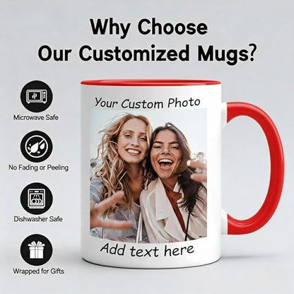 G9W168 Custom Coffee Mug, Customizable Coffee Cups with Pictures Personalized Ceramic Mug for Gifts Novelty Personalized Mugs for Friends (Red)