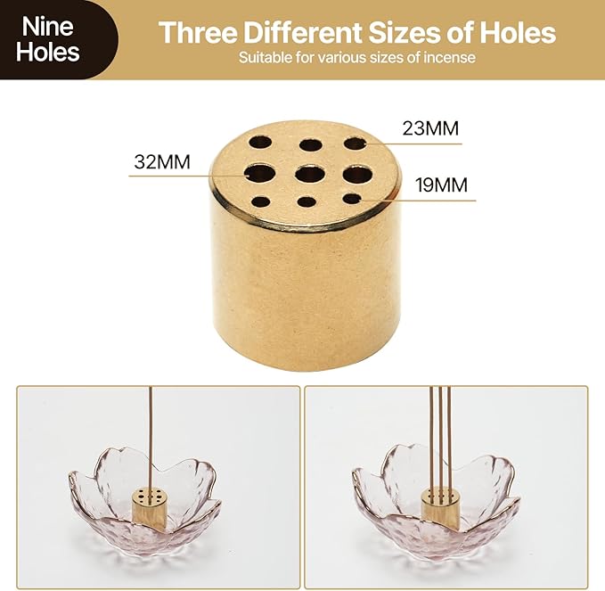 Incense Holder for Sticks,Handmade Ash Catcher Glass Bowl with 9 Holes Incense Holder for Home Décor, Meditation, Yoga,SPA Decor,Easily Grab All Incense Ash