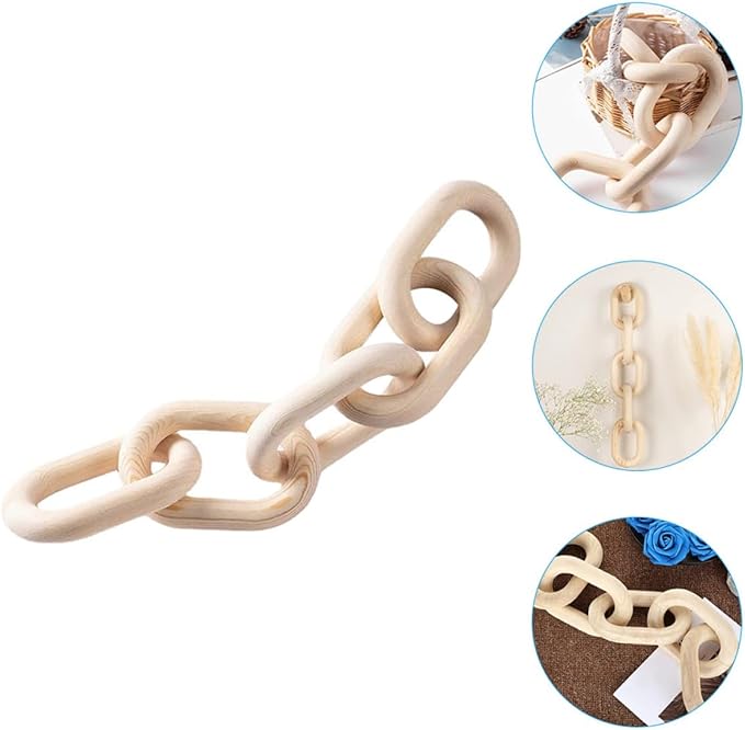 Wooden Chain Link Decor Small Rustic Wood Pendant Handcrafted Hanging Ornament for Farmhouse Home Bedroom Wall Art Accent