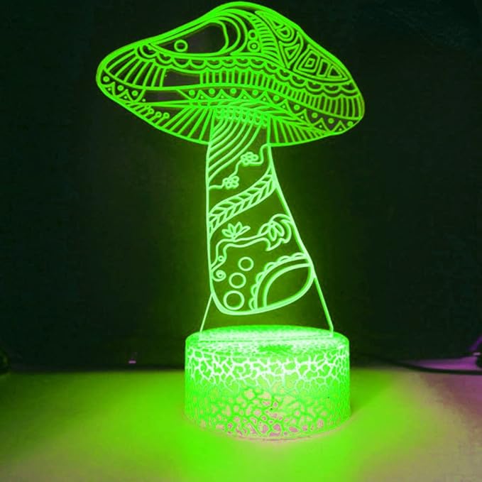 3D Mushroom Night Light led Lamp Illusion 16 Color Changing Table Desk Decoration Lamps Birthday Gift Acrylic Base USB Cable Toy
