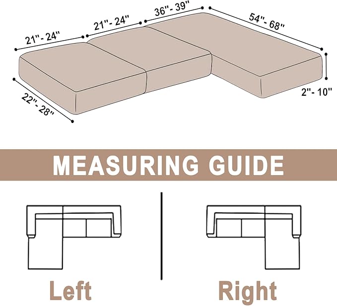 Sectional Couch Covers for 3-Piece Seat Cushion Velvet Separate L Shape Couch Cover Stretch Sofa Slipcover with 2 Pieces Pillowcases Furniture Protector (Sofa 2 Seater + 1 Chaise, Tan)