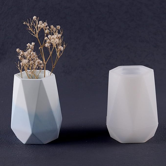Hexagon Diamond Vase Plaster Concrete Flower Pot Silicone Mold Succulent Plants Cement Clay Mold Pen Holder Mould Home Decor Ornament