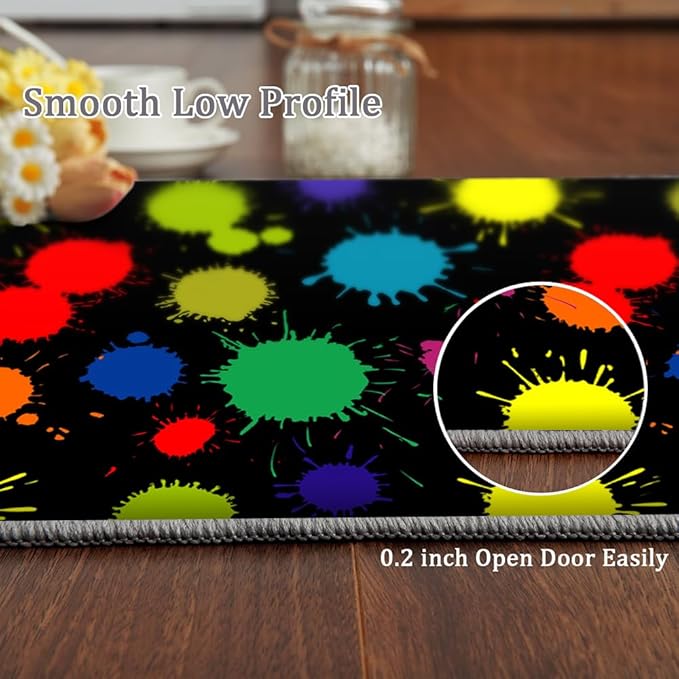 Colorful Paint Splash Rug 3x5 Small Area Rugs Abstract Grunge Multicolor Rugs Ultra Soft Non Slip Washable Carpet for Teens Boys Girls Kids Living Room Bedroom Nursery Study Office Hallway