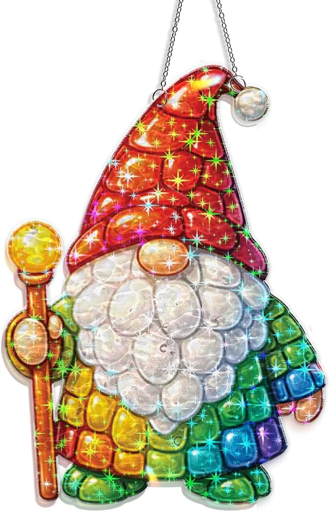 Whimsical Gnome Spirit Acrylic Suncatcher, Window Hanging Sun Catcher Ornament, Crystal Prism Light Catcher Decor, Sunlight Window Decor, Aesthetic Home Decor Gift