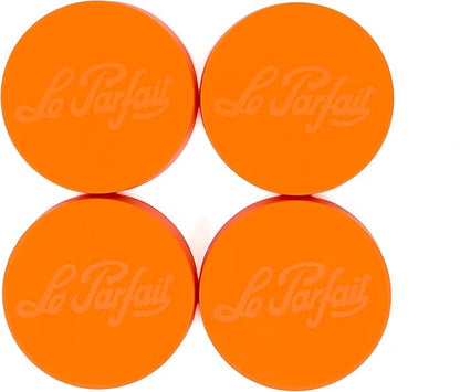 Le Parfait Screw Top Jar Wide Mouth French Glass Jar | Ideal for Food and Soup Storage, Canning, Flour, Brown Sugar, and other Baking Supplies (1L/32oz, Pack of 4, Orange)