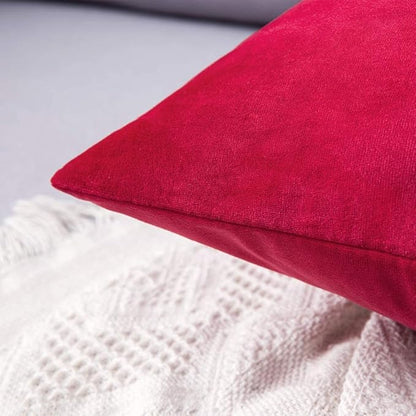 MIULEE Pack of 2 Christmas Velvet Pillow Covers Decorative Square Pillowcase Soft Solid Cushion Case Home Decor for Couch Sofa Bedroom Car 16x16 Inch Red