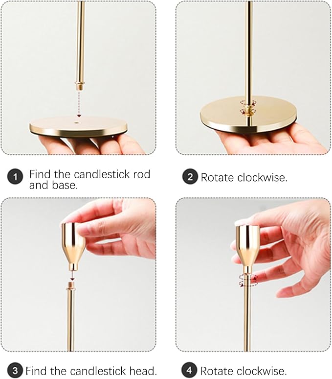 Delicate Light Gold Candlestick Holders of 6 PCS Taper Candle Stick Holders for 3/4" Taper&Led Candle, Elegant Candle Holder for Table Centerpiece/Wedding/Party/Dinning/Anniversary/Decor