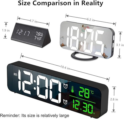 Hournor Digital Clock for Bedroom, Digital Wall Clock for Living Room Decor, Desk Table Clocks, Digital Clock Large Display, Bedroom Smart Alarm Clock for Office Green