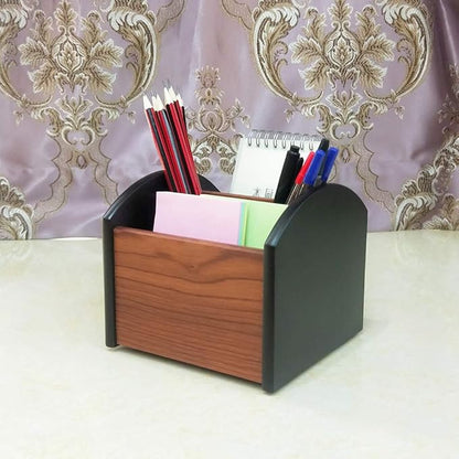 N Revolving remote control holder caddy organizer Wood pencil holder for desk organizer Office and home storage organization HeBen7002