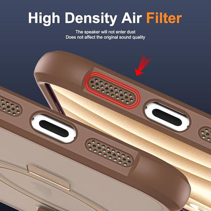 Compatible with iPhone 16 Pro Case with Invisible Magnetic O-Ring Stand Military-Grade Translucent Case for iPhone 16 Pro 6.3" [Compatible with Mag-Safe][Great Grip Feeling],Desert Brown