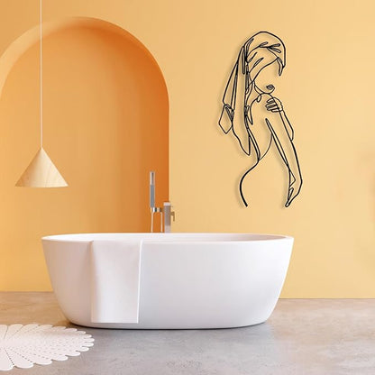 Aportif Metal Minimalist Wall Art Women, Female Body Decor, Women Bathroom Decor, Modern Home Decorations, Abstract Iron, Metal Line Artwork, Funny Bathroom Wall Art (White, 53x25 in / 135x64 cm)