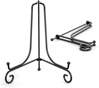 TR-LIFE Plate Stands for Display - 10 Inch Plate Holder Display Stand + Metal Easel Stand for Picture Frame, Decorative Plates, Book, Photo, Collectibles (2 Pack)