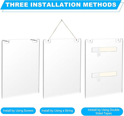 EHWINE 4 Pack 8.5x11 Wall Mount Acrylic Sign Holder, Acrylic Wall Sign Photo Menu Flyer Display Holder, Plastic Clear Picture Adhesive Frames for Office Business Store (Provide Mounting Screws)